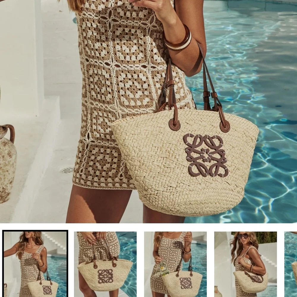 Elegant Cream Woven Tote Bag - Picture 3 of 5